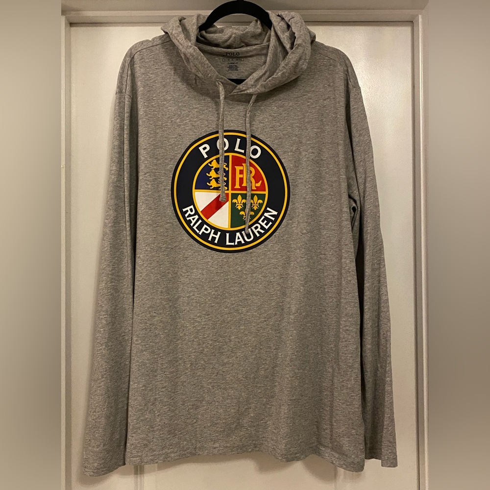 Polo Ralph Lauren Cookie Crest T-Shirt Lightweight Pullover Hoodie Gray XL